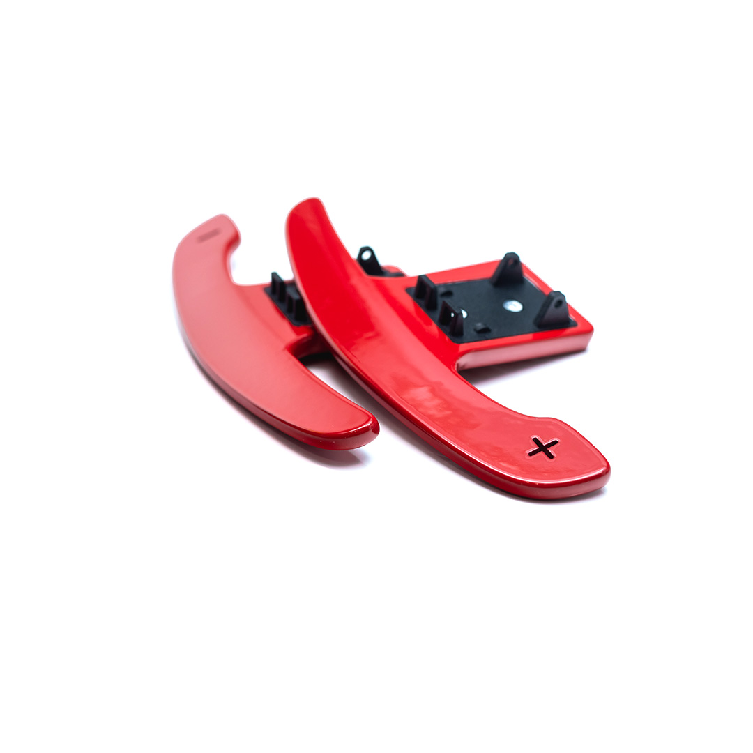 Shift paddles aluminium red glossy | fits BMW G-series, Toyota Supra | PaddleShifterz