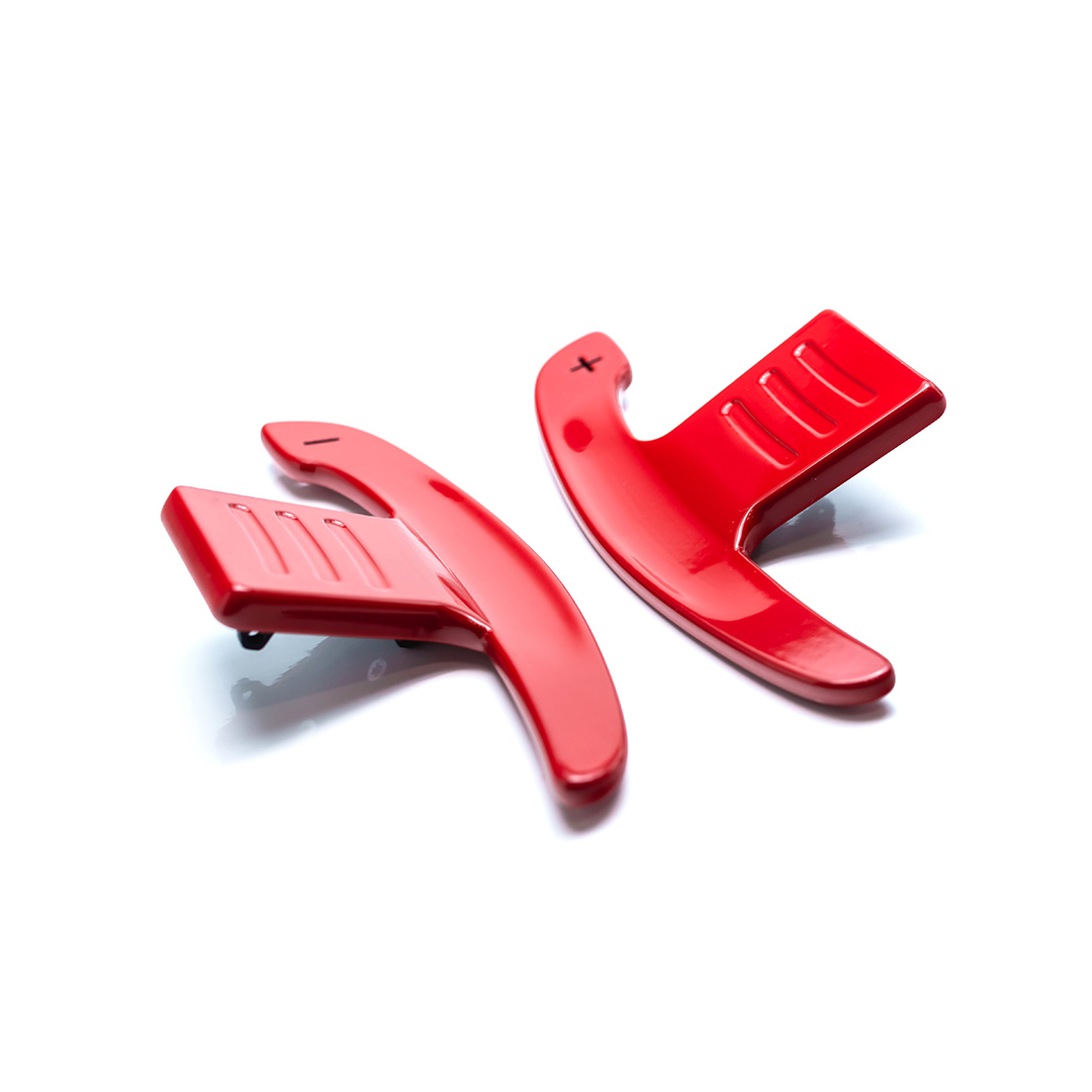 Shift paddles aluminium red glossy | fits BMW G-series, Toyota Supra | PaddleShifterz