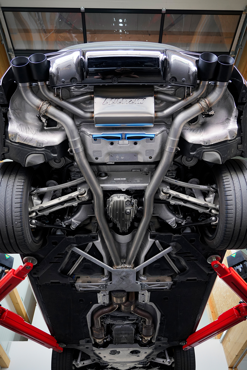Aulitzky Exhaust | ECE exhaust system from catalyst/OPF with flap control | fits BMW M8 incl. Competition (F92) S63