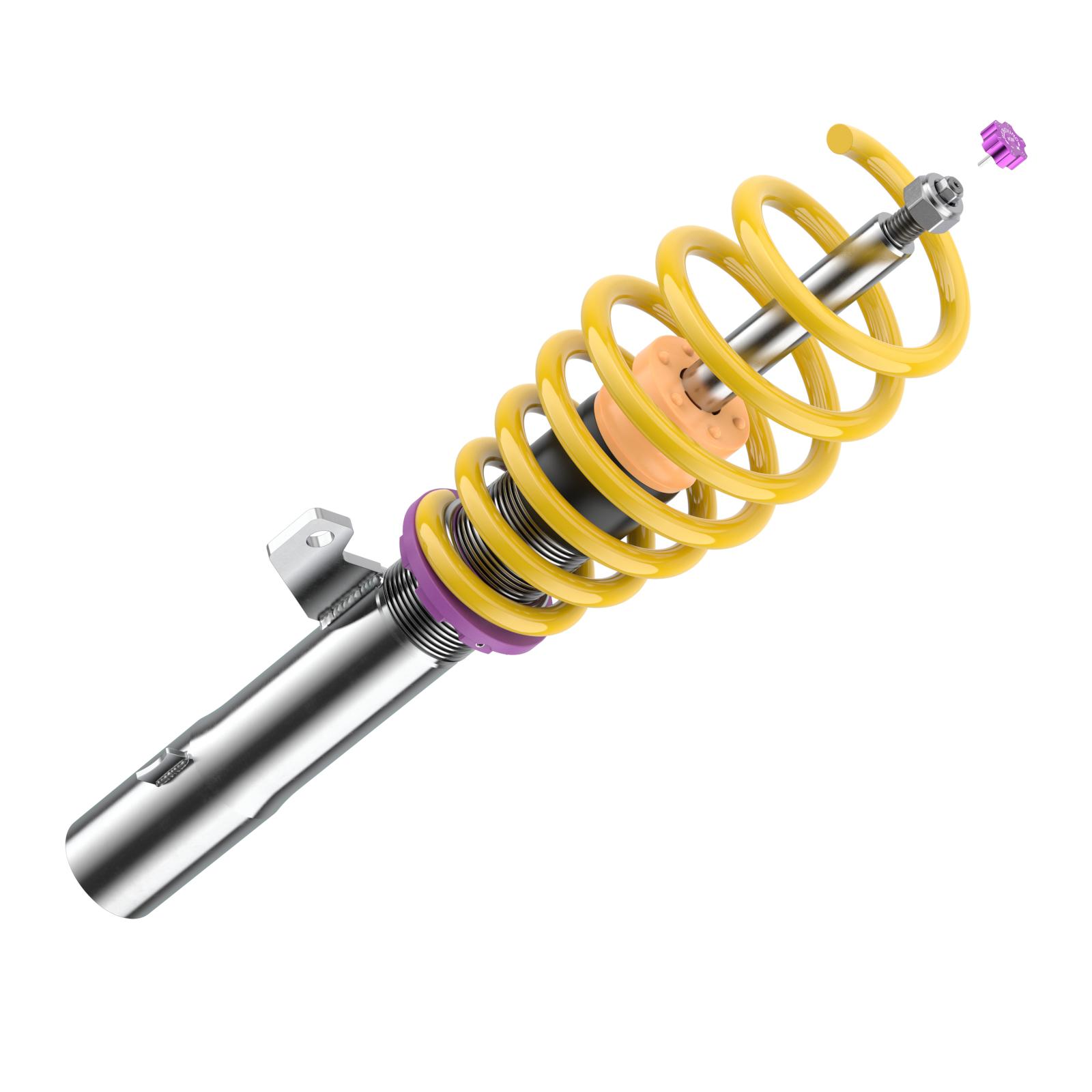 KW V2 coilover suspension inox | fits Leon (5F) incl. Cupra / Golf 7 incl. GTI/CS/TCR/GTD | 1528000N | 1528000R