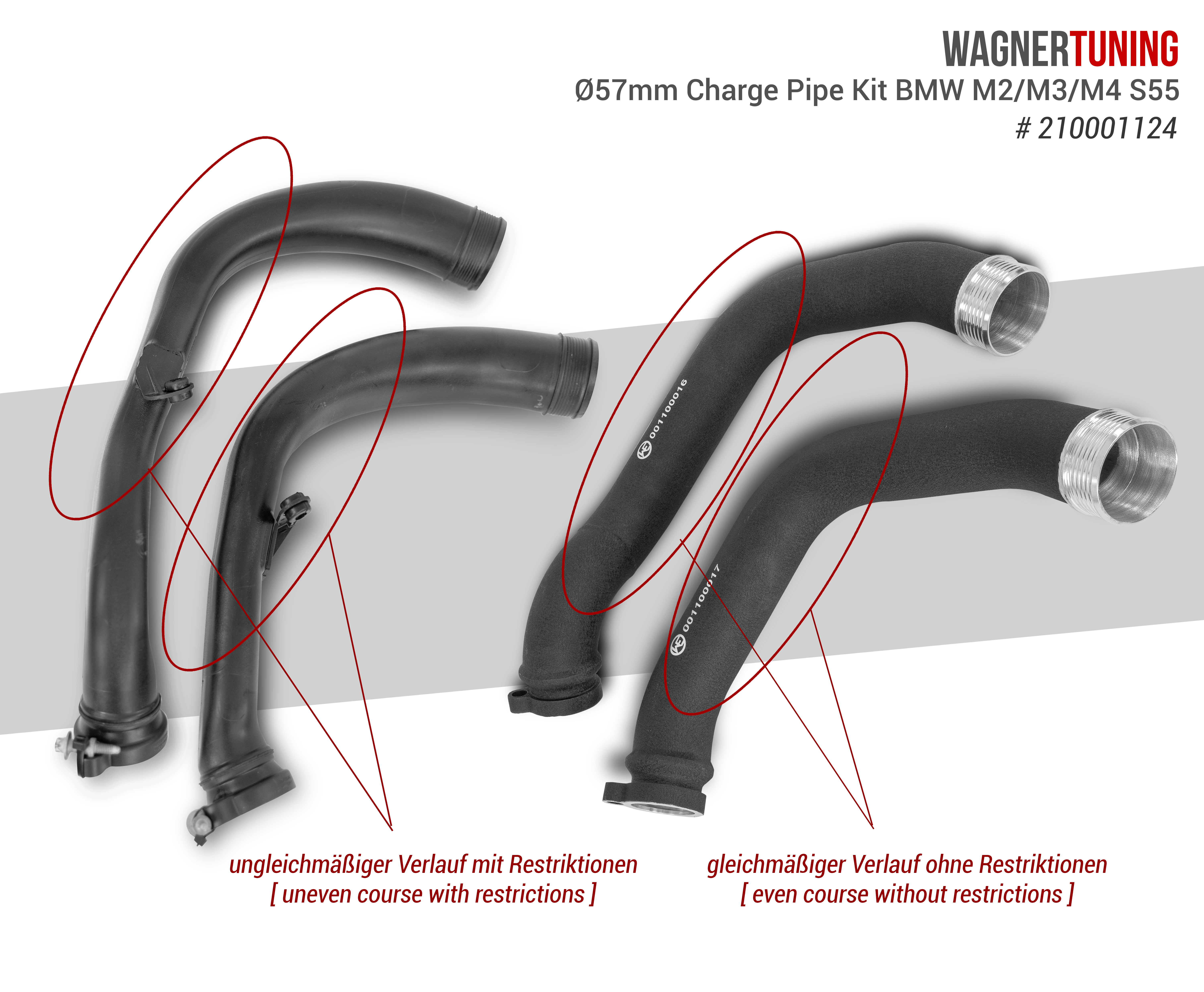 Charge Pipe Kit Ø57mm | fits BMW M2/M3/M4 incl. Competition/CS/GTS (F80/F82/F83/F87) S55 | Wagner Tuning