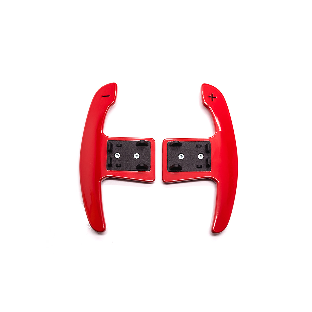 Shift paddles aluminium red glossy | fits BMW G-series, Toyota Supra | PaddleShifterz