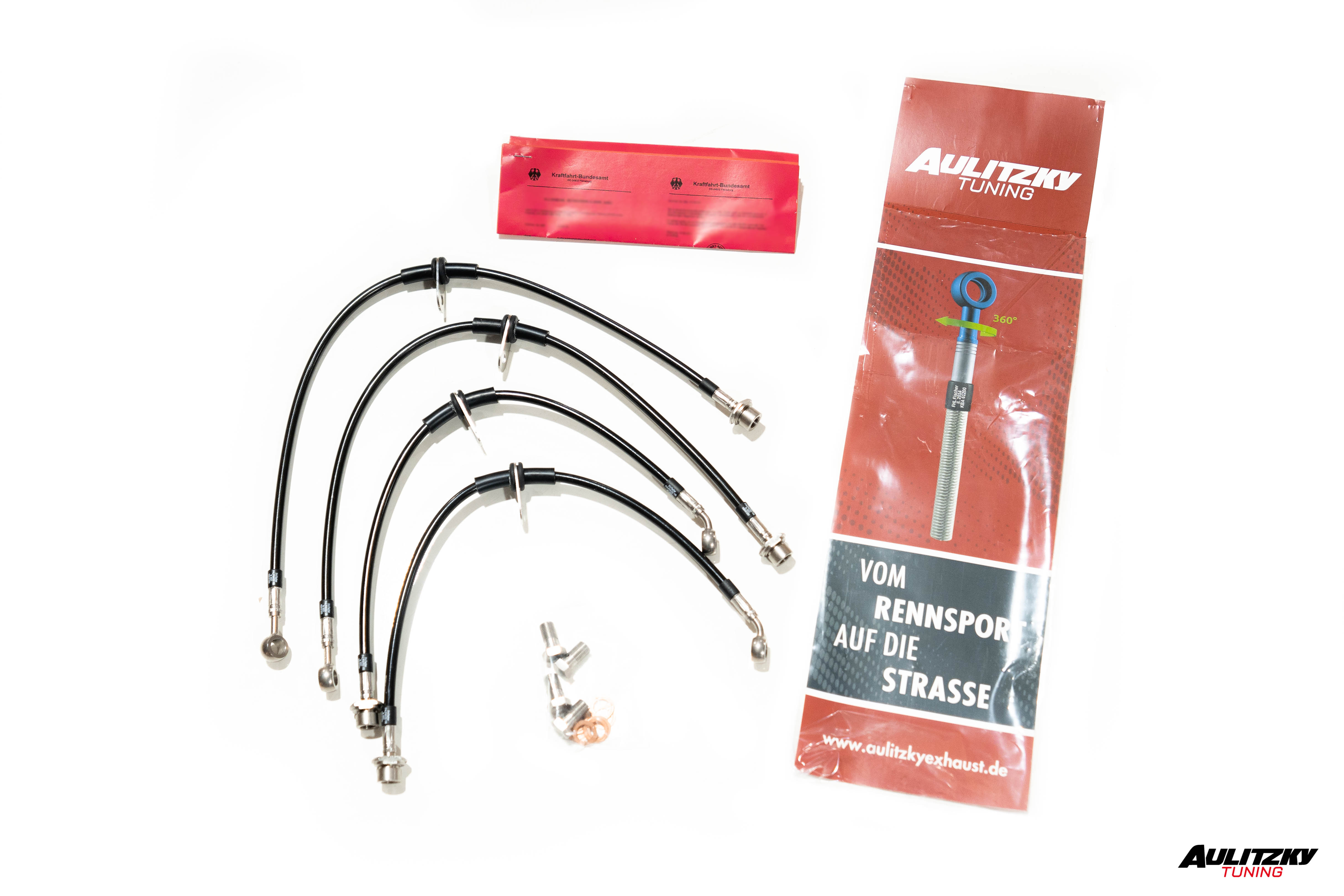 Steel braided lines VA+HA stainless steel with ABE | fits BMW M2 Competition/CS (F87) S55 | Aulitzky Tuning