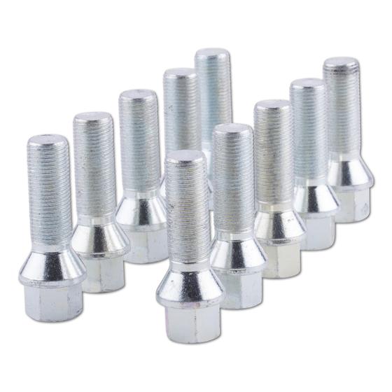 Wheel bolt 10x M14 x 1.25 x 38 mm KE60° silver | ST Suspensions