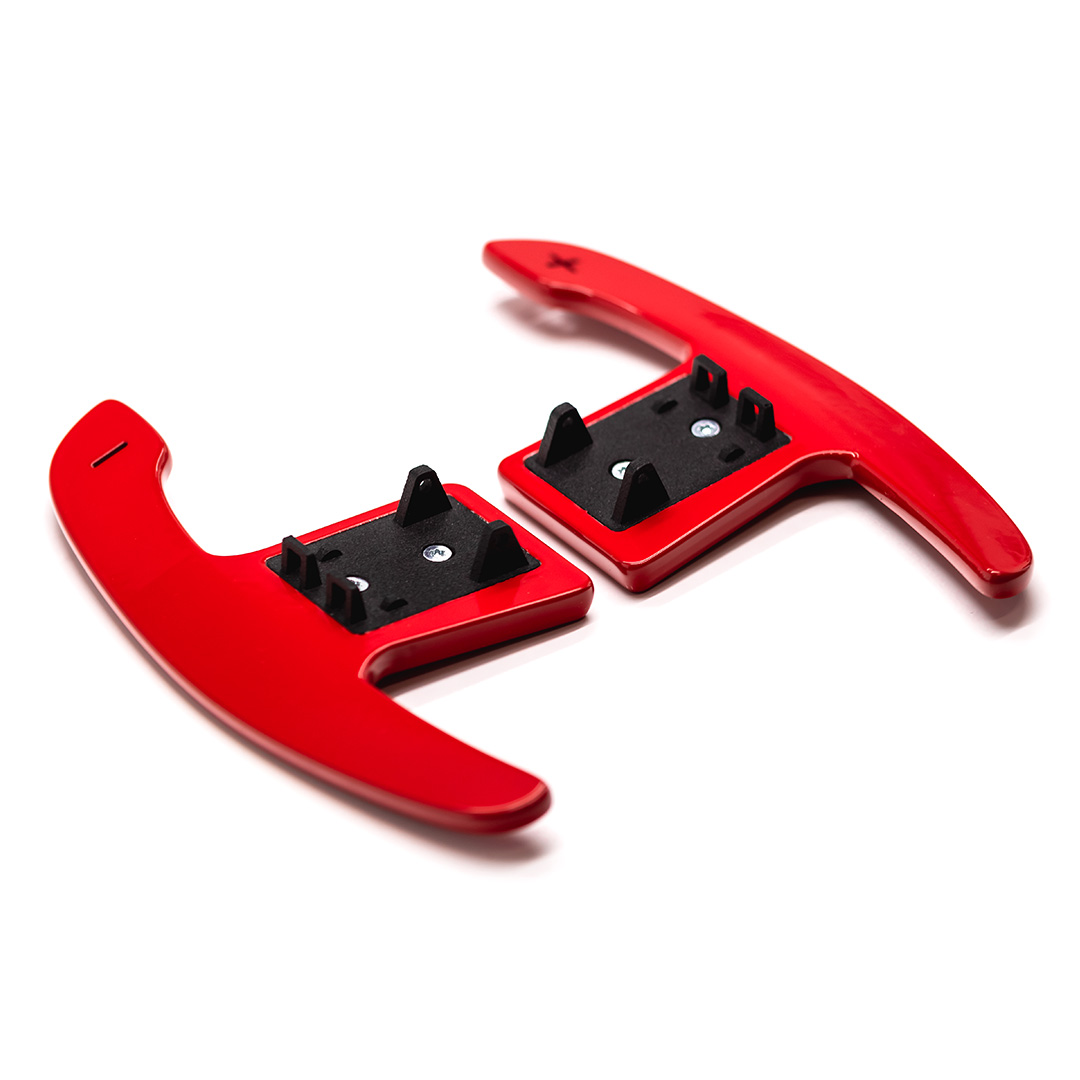 Shift paddles aluminium red glossy | fits BMW G-series, Toyota Supra | PaddleShifterz