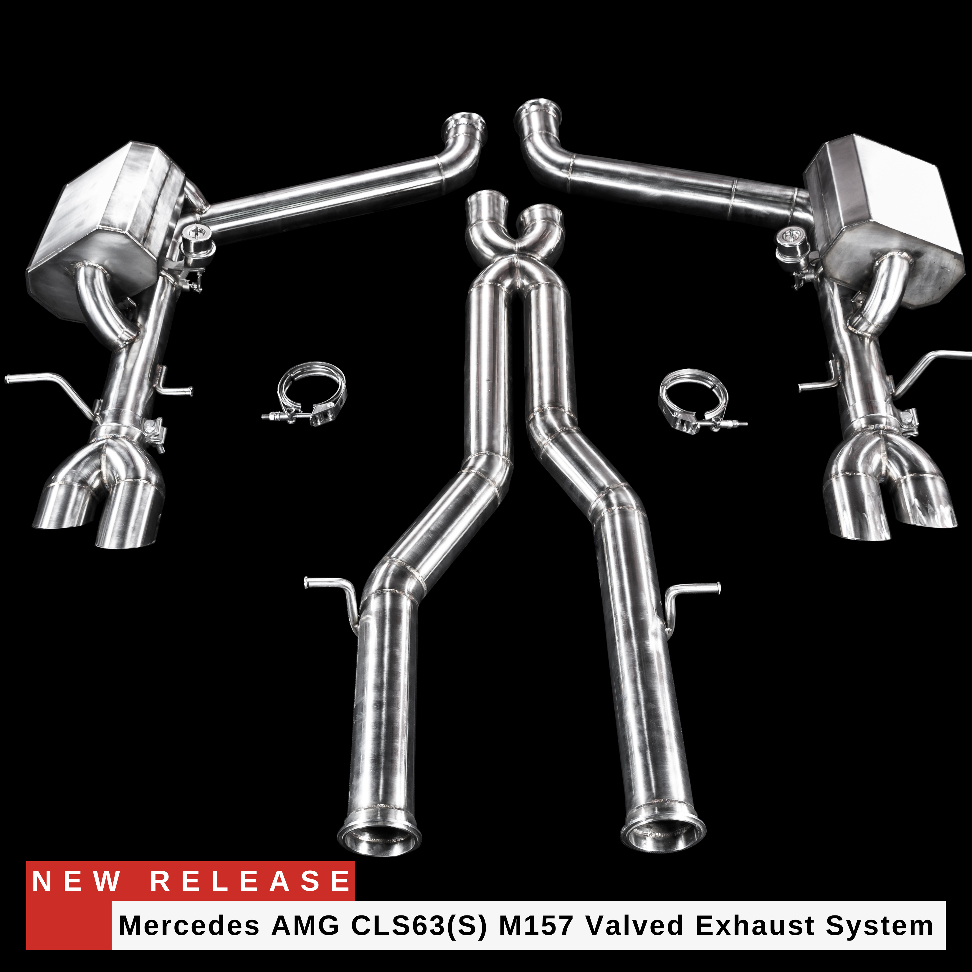Exhaust System | passend für Mercedes AMG CLS63 (218) M157 5.5L V8 BiTurbo Valved Cat Back 76mm/3in | Blackboost