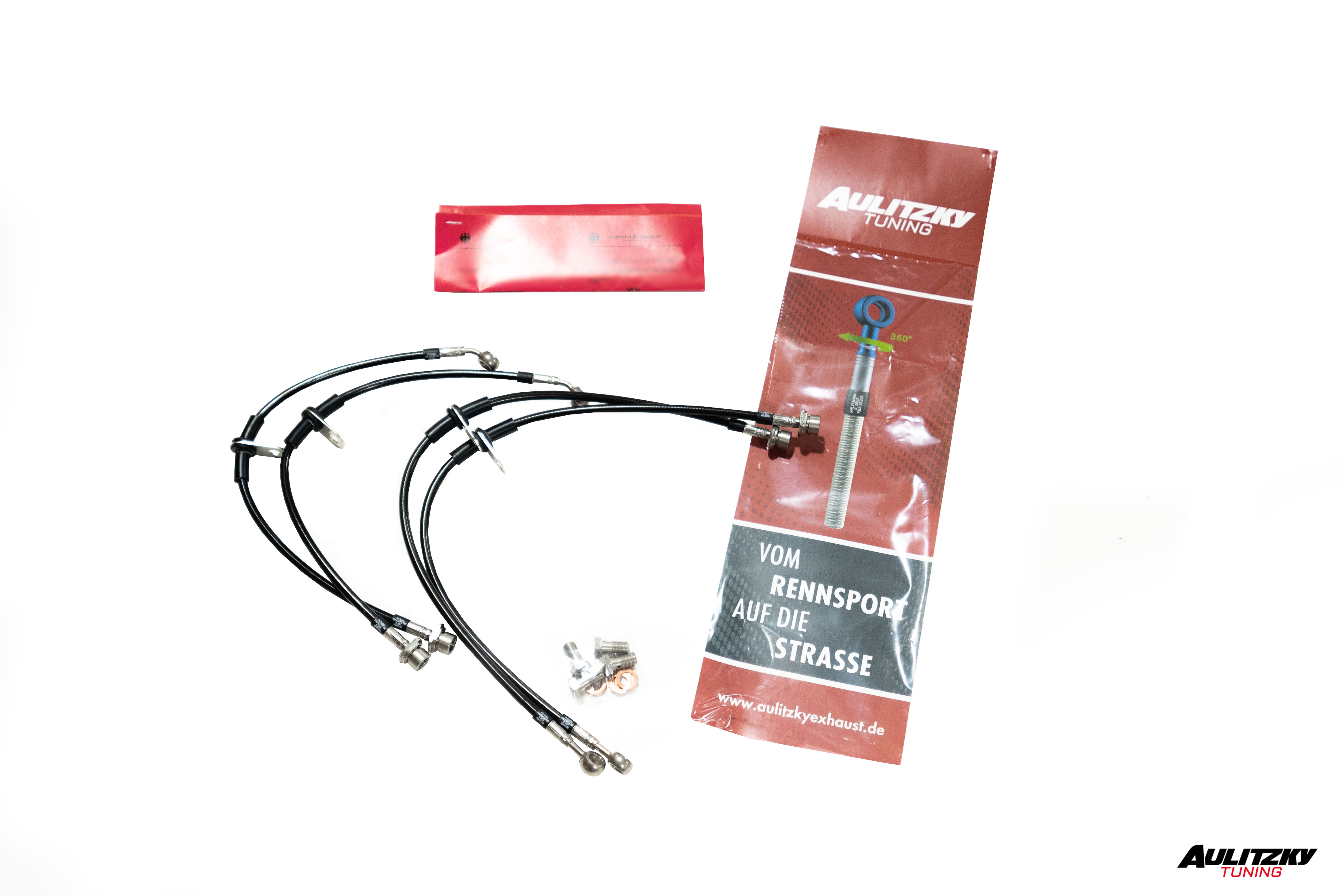 Steel braided lines VA+HA stainless steel with ABE | fits BMW M2 Competition/CS (F87) S55 | Aulitzky Tuning