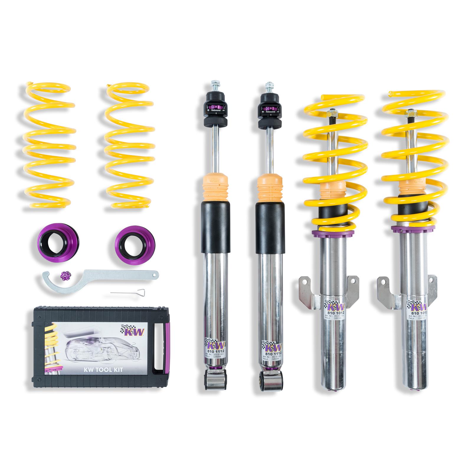KW V3 coilover suspension inox | fits for Audi A1 (GB), VW Polo (AW) GTI | 352800BW | 352800BY