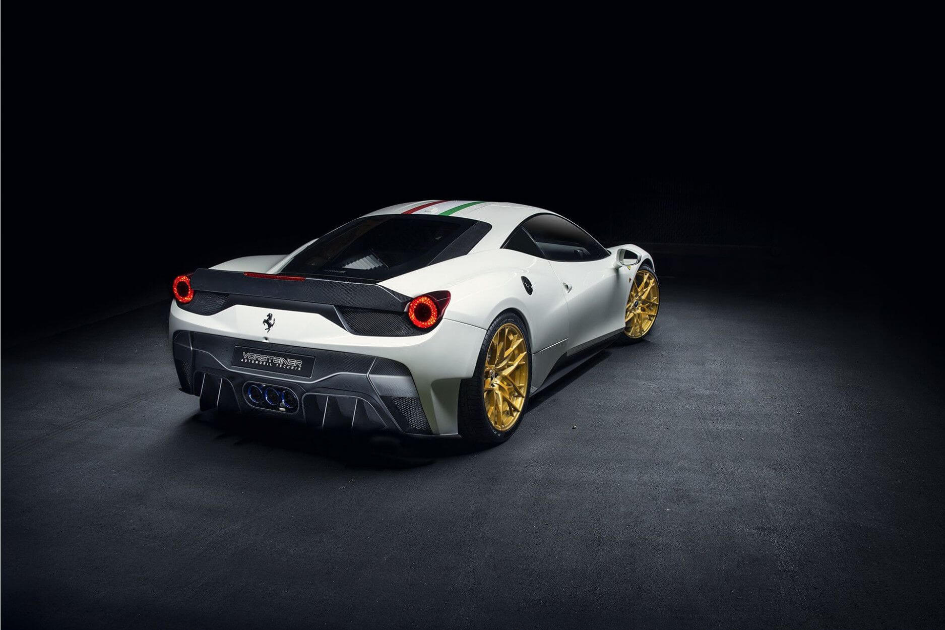 Rear bumper with rear diffuser (incl. exhaust trims) 458-VX Aero Carbon | fits Ferrari 458 Italia | Vorsteiner