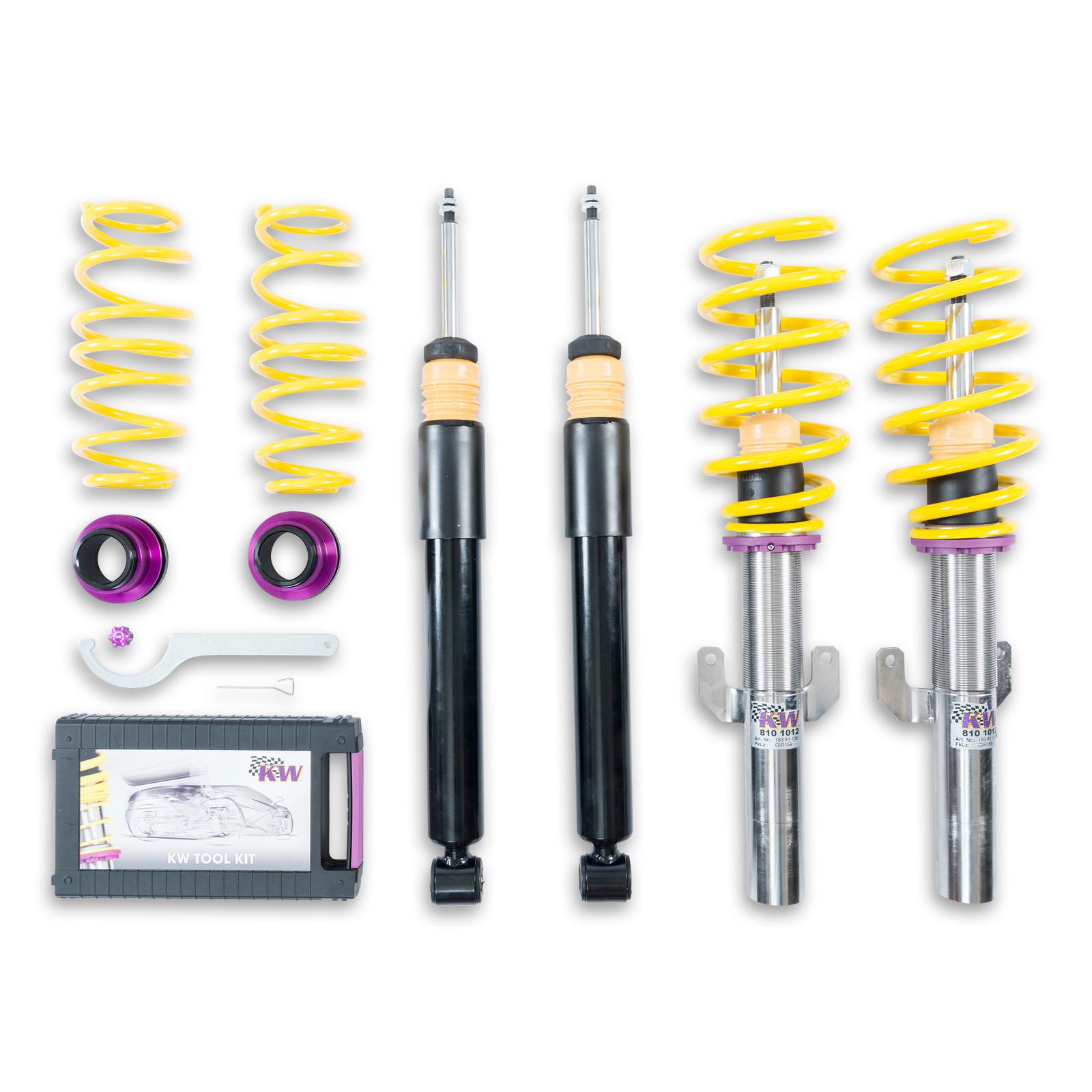 KW V2 coilover suspension inox | fits Audi A1 (GB), VW Polo (AW) GTI | 152800BW | 152800BY