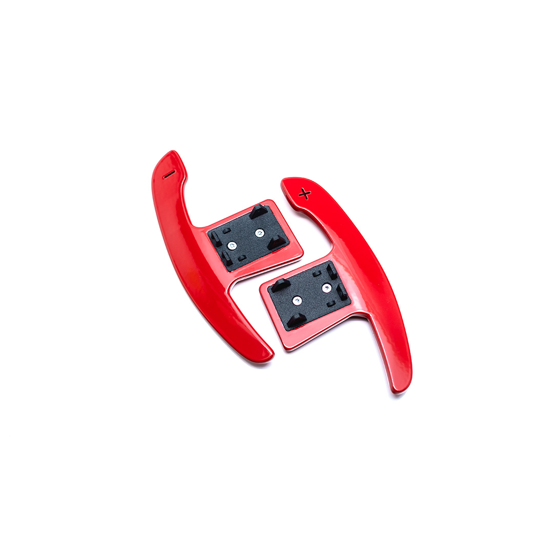 Shift paddles aluminium red glossy | fits BMW G-series, Toyota Supra | PaddleShifterz