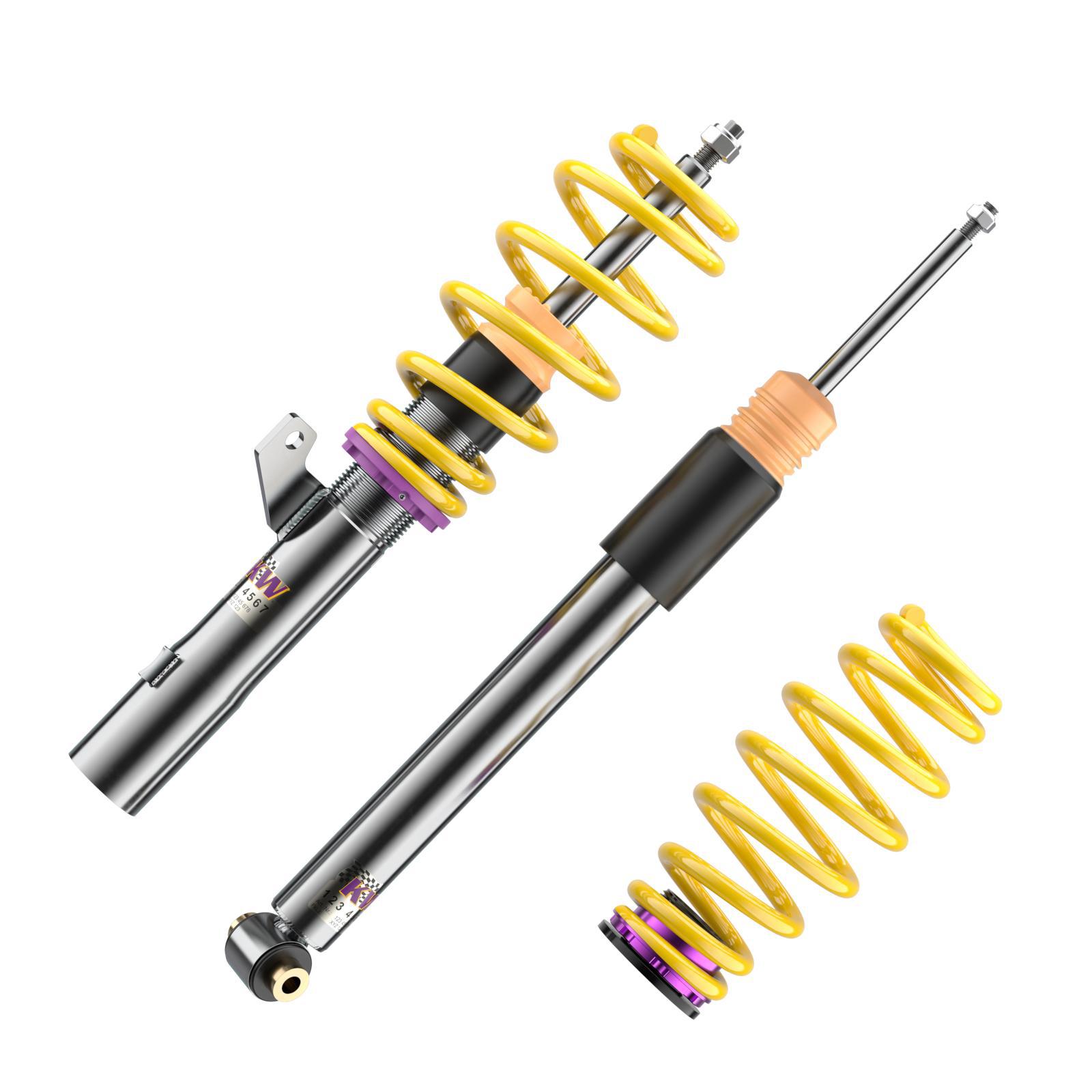 KW V1 coilover suspension inox | fits Leon (5F) incl. Cupra / Golf 7 incl. GTI/CS/TCR/GTD | 1028000N | 1028000R