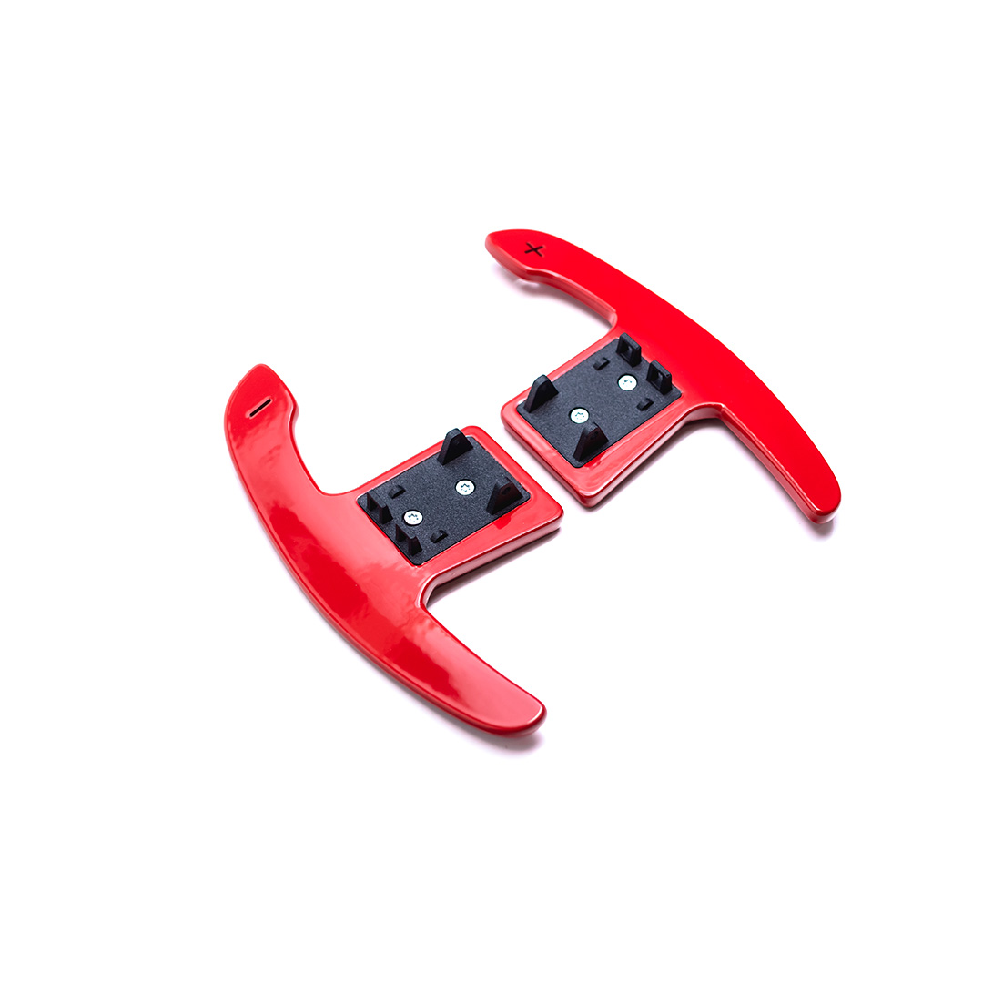 Shift paddles aluminium red glossy | fits BMW G-series, Toyota Supra | PaddleShifterz